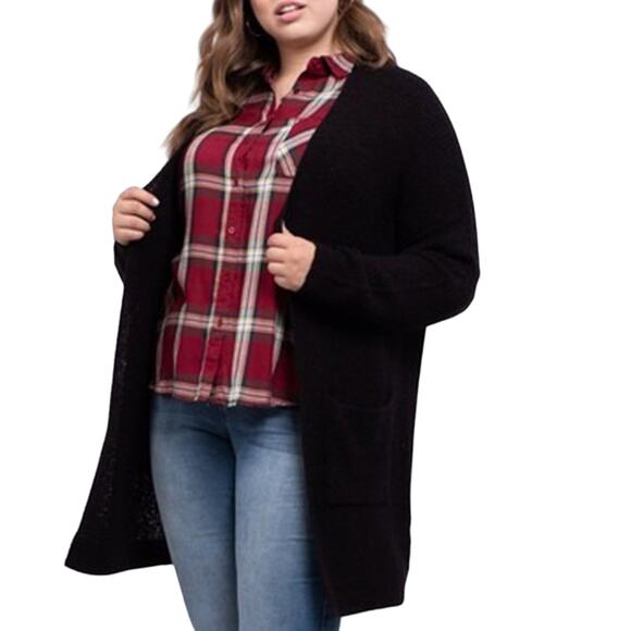 Perch by Blu Pepper Open Front Cardigan Sweater Long Sleeve Black Size 2XL - Picture 1 of 12
